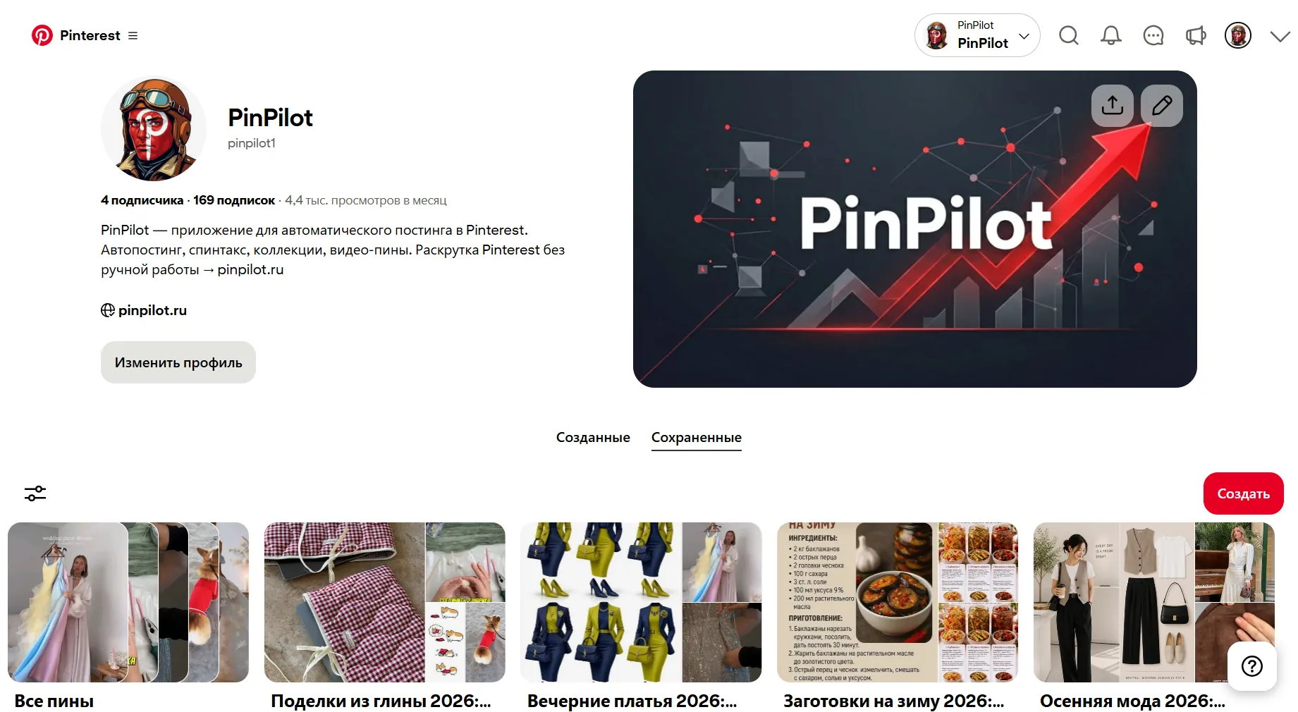 Аналитика Pinterest: 6 810 показов, аудитория 2 660, вовлечения 331 за месяц